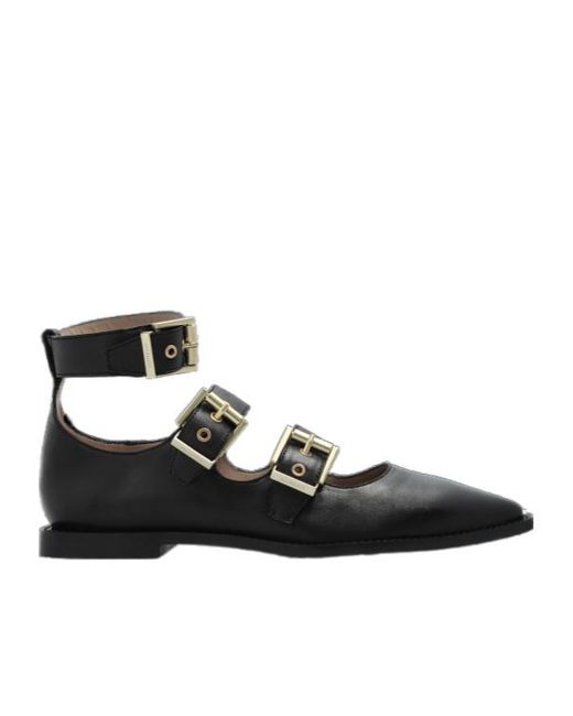 AllSaints Black Buckle Detail Flat Shoes