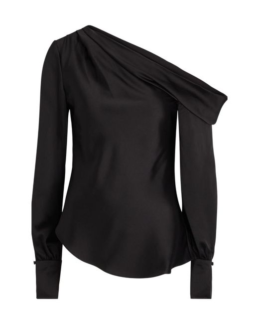 Jonathan Simkhai Black Alice Draped Satin Top