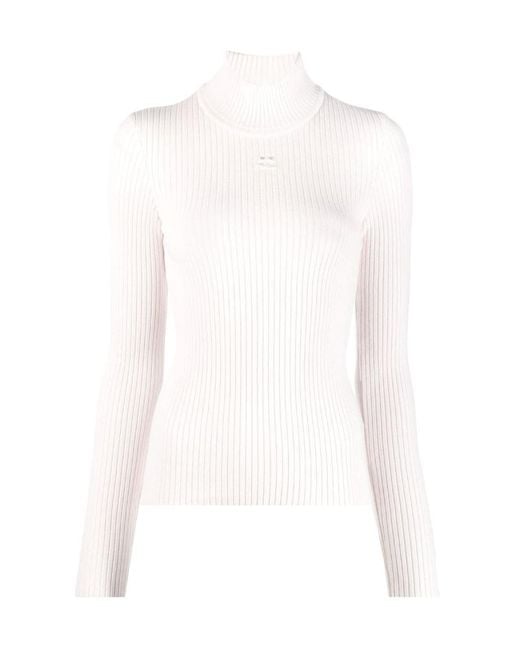 Courreges White Courrèges High Neck Knitted Jumper