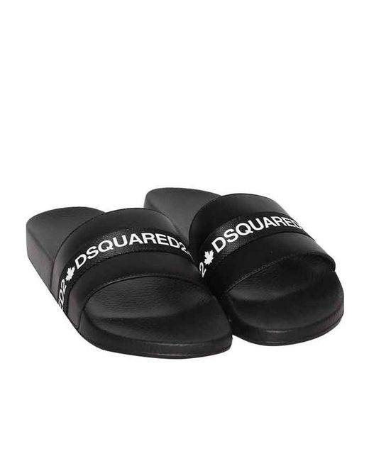 DSquared² Black Logo Almond Toe Sliders