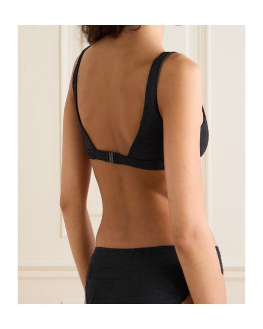 Loulou de Saison Black Hephaistos Stretch-Cloqué Bikini Top