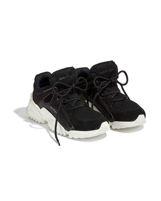 Ferragamo Black Strap-Up Casual Sneakers