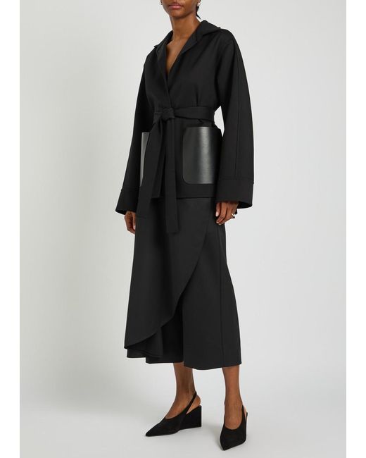 Alaïa Black Leather And Wool Wrap Jacket