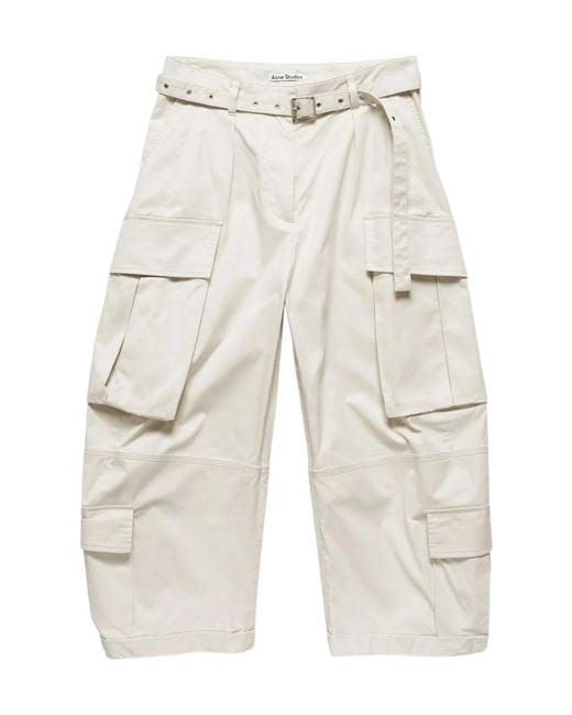 Acne Natural Cargo Trousers With Belt