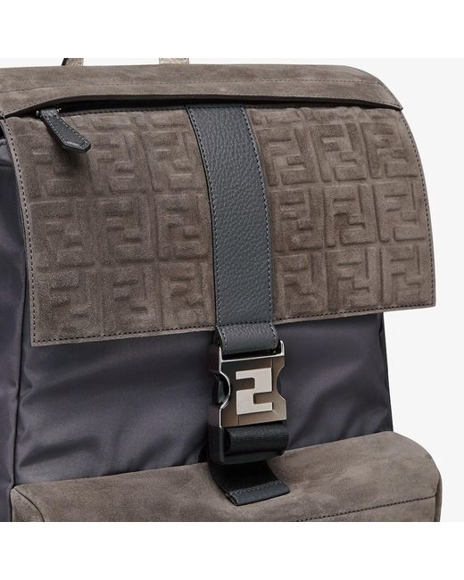 Fendi Gray Ness Medium Backpack for men