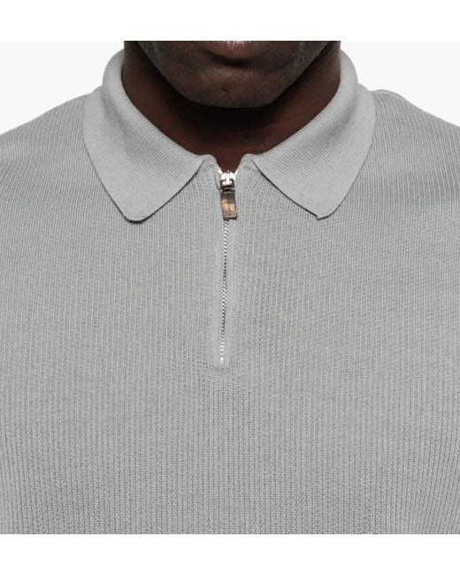 Eleventy Gray Zip Polo Shirt for men