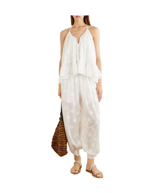 Zimmermann White Polka-Dot Cotton-Poplin Balloon Pants