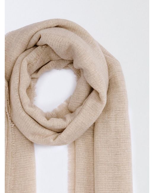 Fabiana Filippi White Rectangular Fringed Scarf