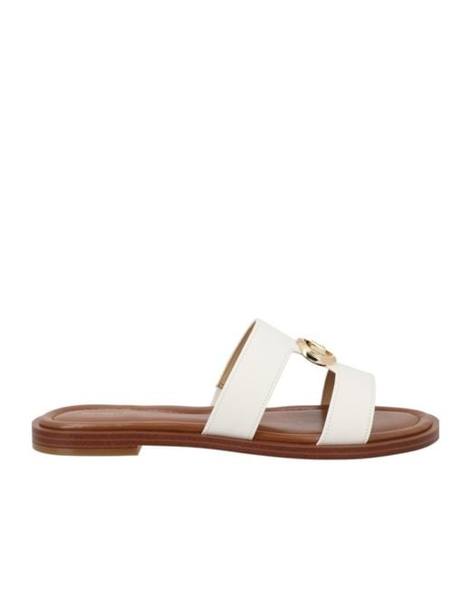 Michael Kors Brown Michael Logo Plaque Slip-On Slides