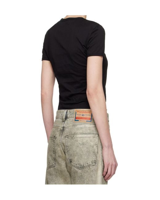 DIESEL Black T-Uncutie-Long-D Embroidered D Patch T-Shirt