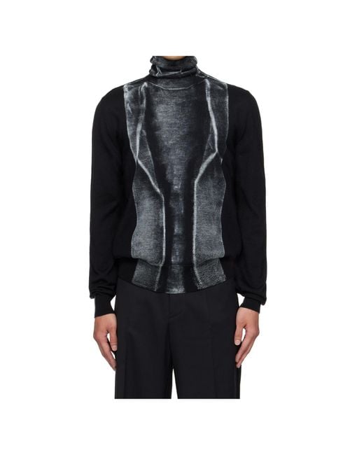 MM6 by Maison Margiela Blue High-Neck Panelled Sweater for men