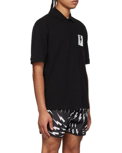 Neil Barrett Black Logo Short-Sleeved Polo Shirt for men
