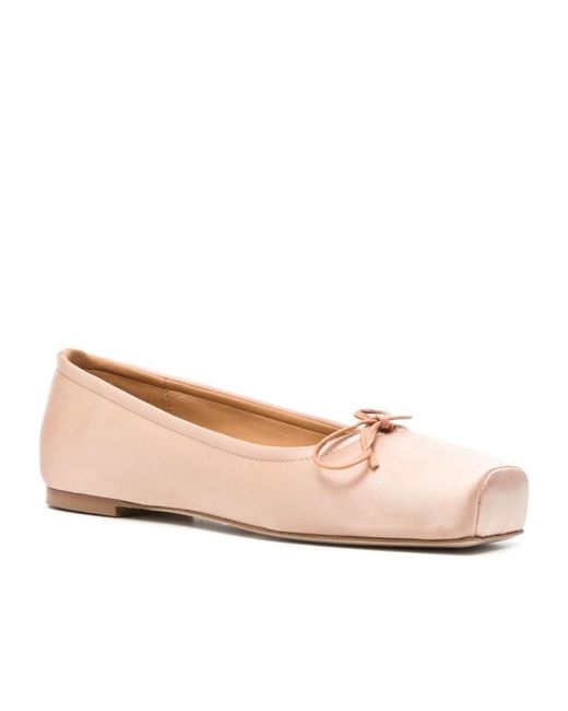Aeyde Pink Square-Toe Satin Ballerina Shoes