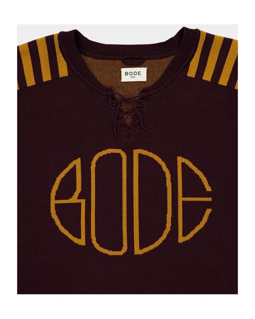 Bode Blue Sweater With Tie Neckline for men