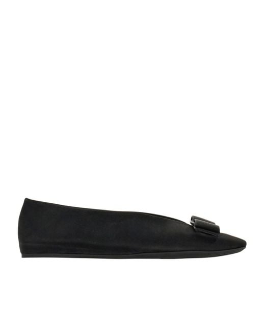 Ferragamo Black Ferragamo Bow-Detailed Ballerinas