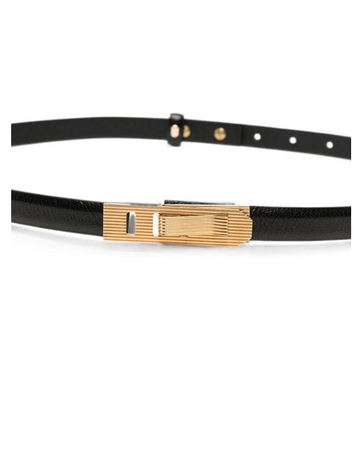 Alberta Ferretti White Ridged-Buckle Leather Belt