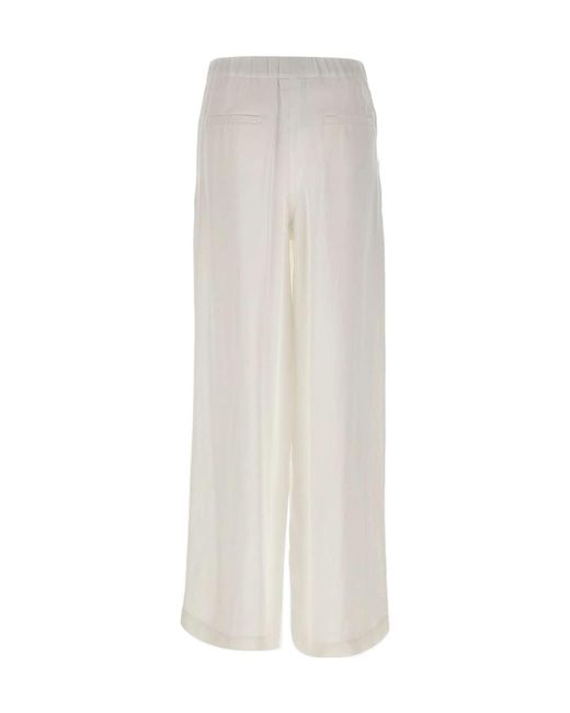 Marella White Wide-Leg Relaxed Pants