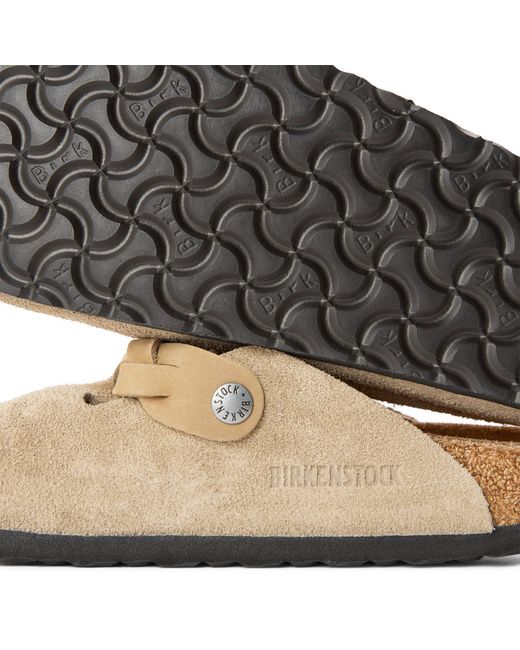 Birkenstock White Boston Suede Mules