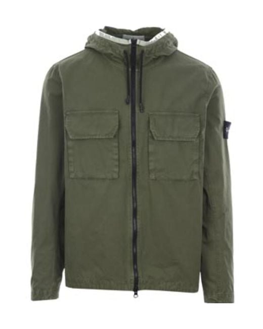 Stone Island Green Compass-Badge Hooded Jacket for men