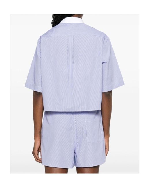 Sporty & Rich Blue Striped Cropped Shirt