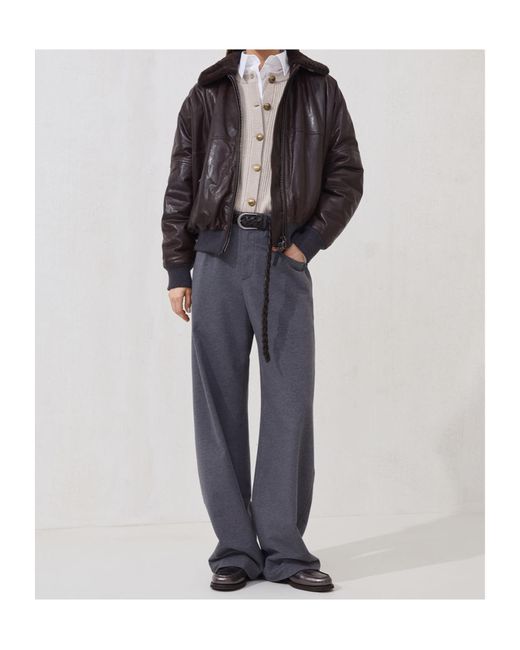 Brunello Cucinelli Blue Crewneck Knitted Cardigan