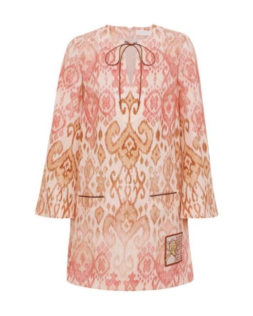 Zimmermann Pink Aster Printed Short Dress