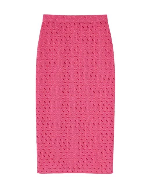 Gucci Pink Gg Macramé Skirt