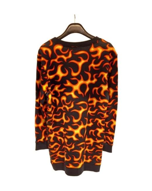 Moschino Orange Flame Print Dress