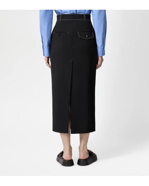 Tod's Black Belt Loop Midi Skirt