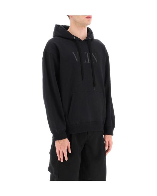 Valentino Blue Vltn Logo Printed Drawstring Hoodie for men