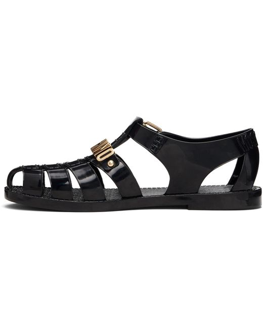 Moschino Black Jelly Logo Sandals for men