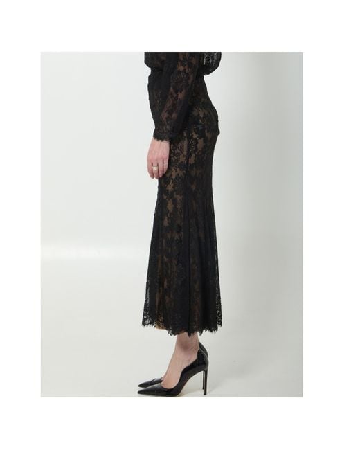 Self-Portrait Black Lace Mermaid Midi Skirt
