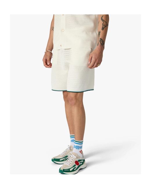 Casablanca White Crochet Logo Shorts for men