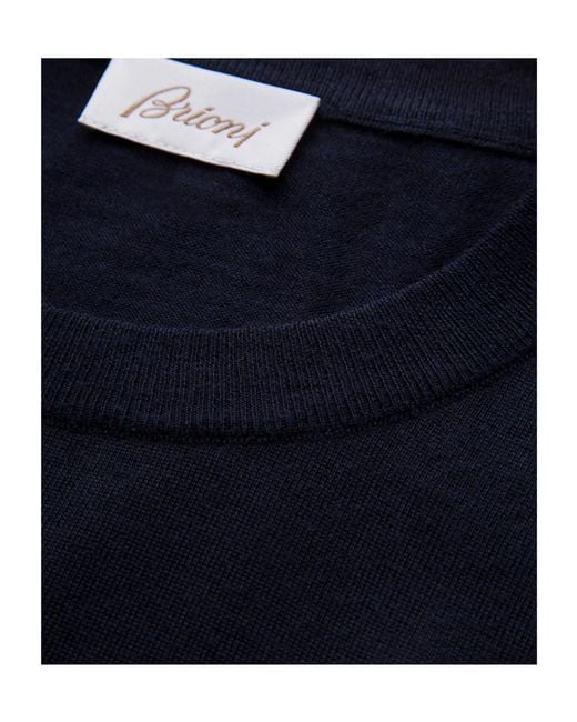 Brioni Blue Crew Neck Sweater for men