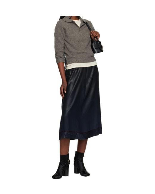 Maison Margiela Blue Taupe Brushed Wool Polo
