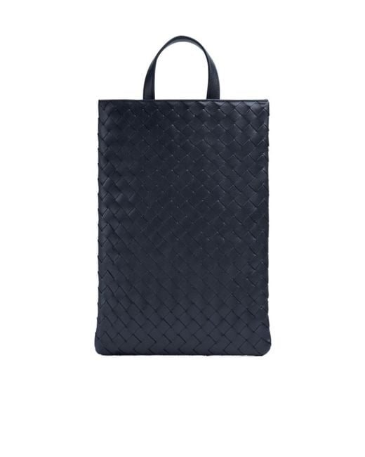 Bottega Veneta Blue Intrecciato Laptop Case With Handle for men