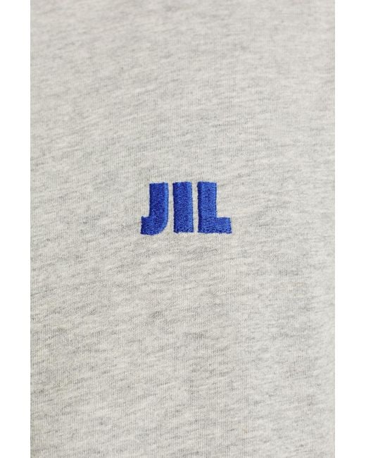 Jil Sander White Logo Embroidered T-Shirt for men