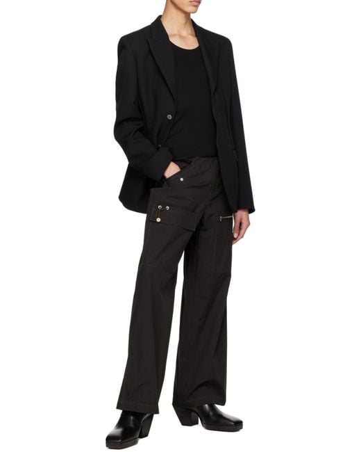 Dion Lee Black Multi-Pocket Straight-Leg Trousers