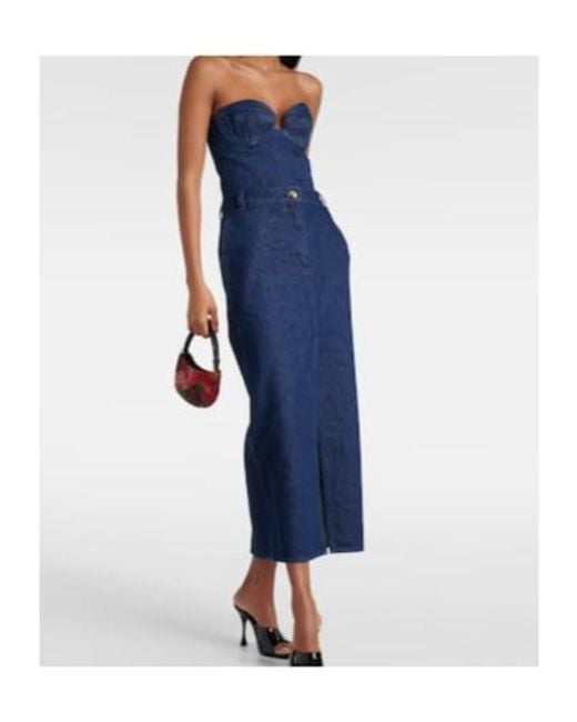Magda Butrym Blue Low-Rise Denim Maxi Skirt