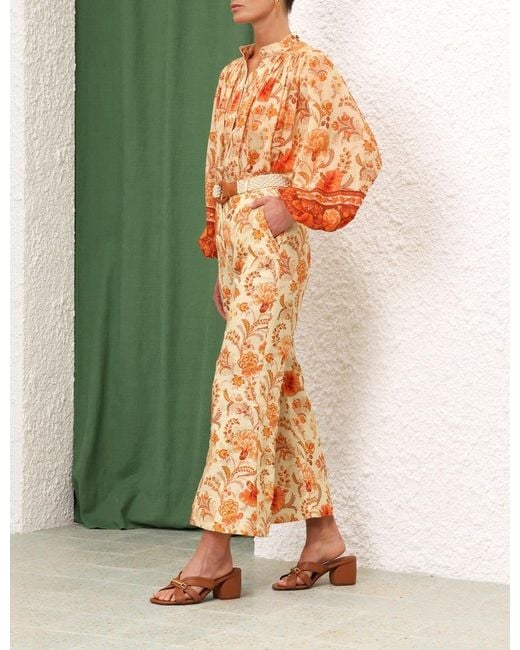 Zimmermann Orange Junie Billow Long-Sleeved Blouse