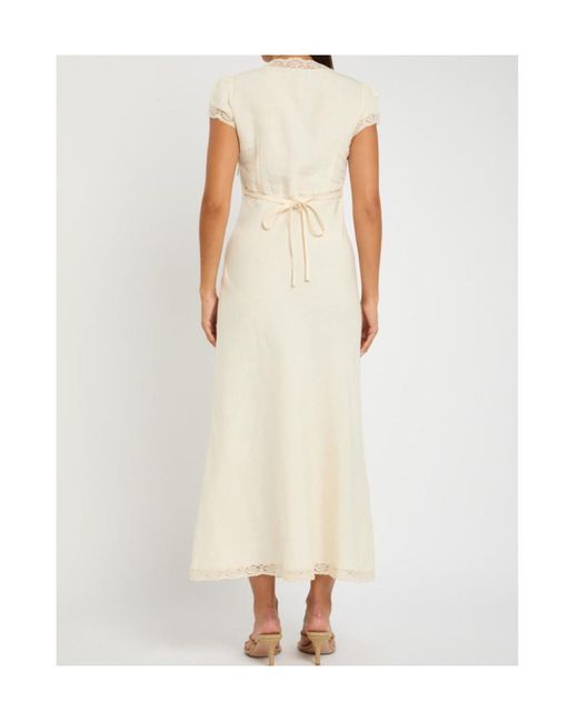 Rixo White Clarice Lace-Embellished Linen-Blend Maxi Dress