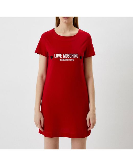 Moschino Red Logo T-Shirt Dress