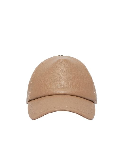 Max Mara Natural Leather Baseball Cap