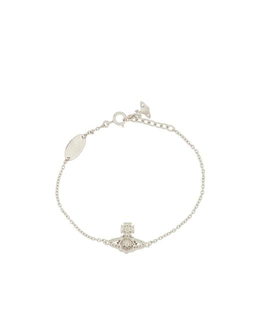 Vivienne Westwood White Embellished Chain-Link Bracelet