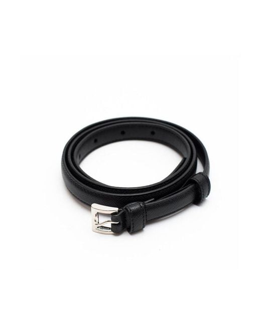 Prada White Saffiano Slim Belt