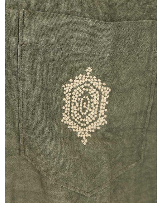 Isabel Marant Green Zekim Embroidered Short-Sleeve Shirt for men