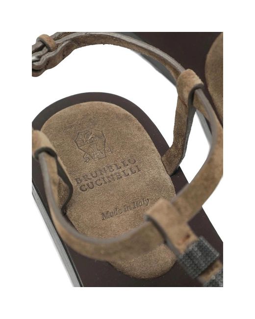 Brunello Cucinelli Brown Detailed Thong Sandals