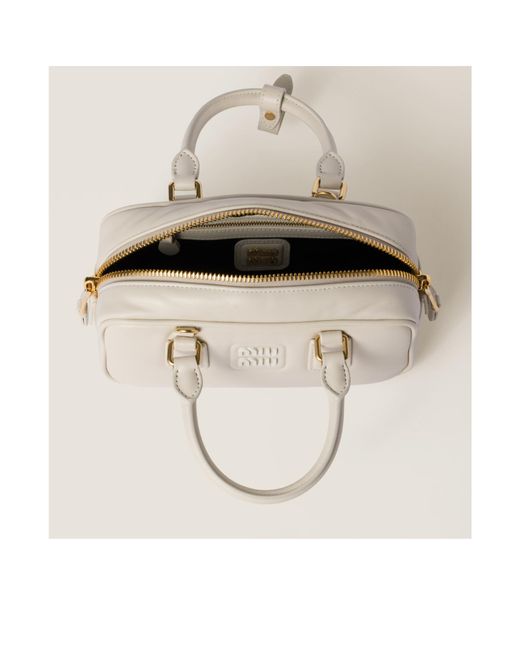 Miu Miu Natural Arcadie Zipped Tote Bag