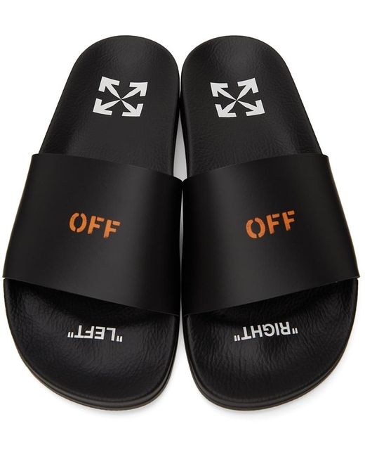 Off-White c/o Virgil Abloh Black Logo Print Pool Slides