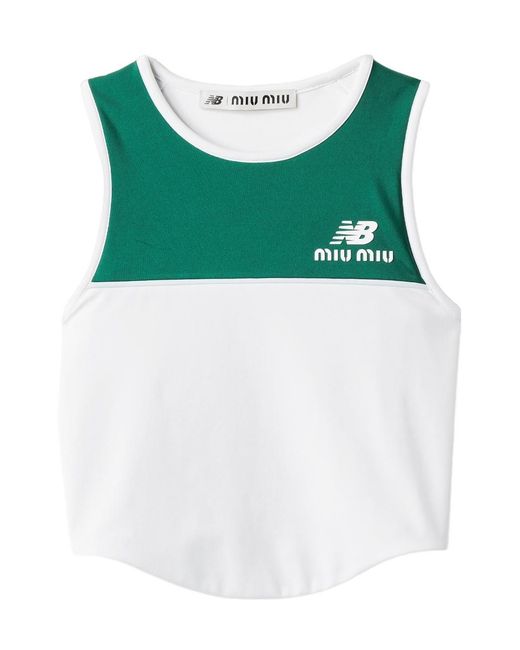 Miu Miu Green Stretch Technical Jersey Top